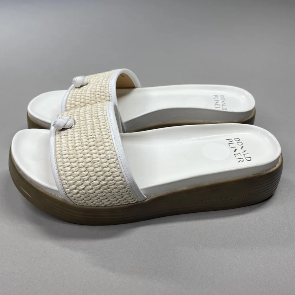 NEW Donald Pliner Shoes Womens 8 white brown Farrah sandal slip on casual - Picture 4 of 11